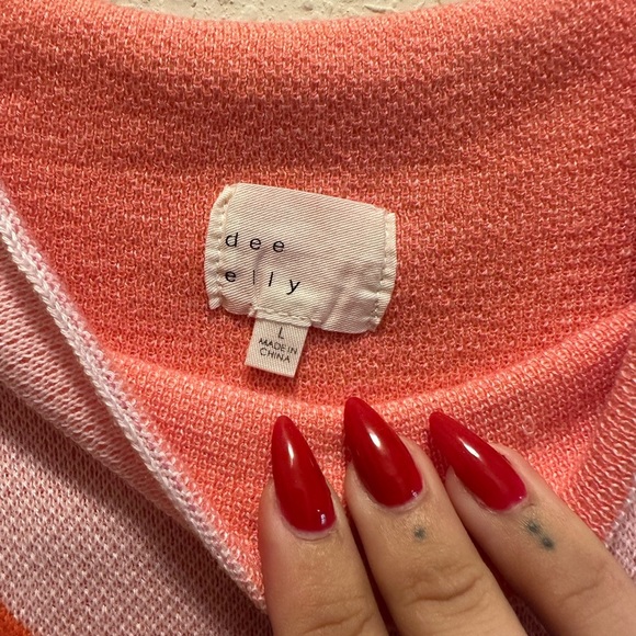 Vibrant Pink and Orange Long Sleeve Dress - Picture 5 of 6